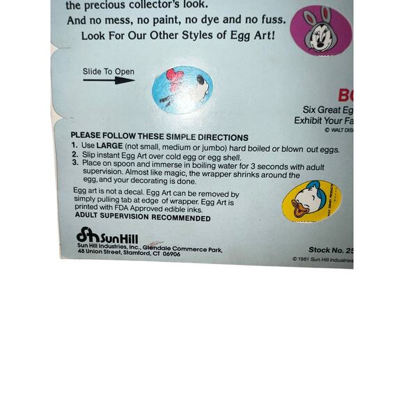 Vintage Disney Mickey Mouse Instant Easter Egg Art Kit, Sun Hill 1981 decorate - Picture 3 of 4